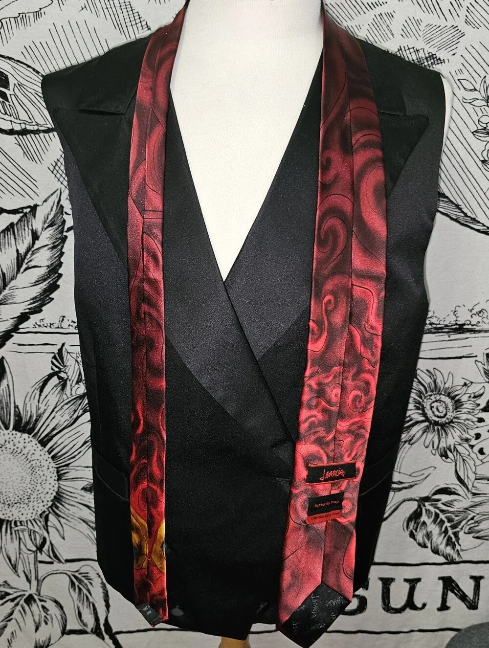 VTG J. Garcia Halloween Pumpkin Neck Tie Butterfly Trap Fifty-Four, 100% Silk